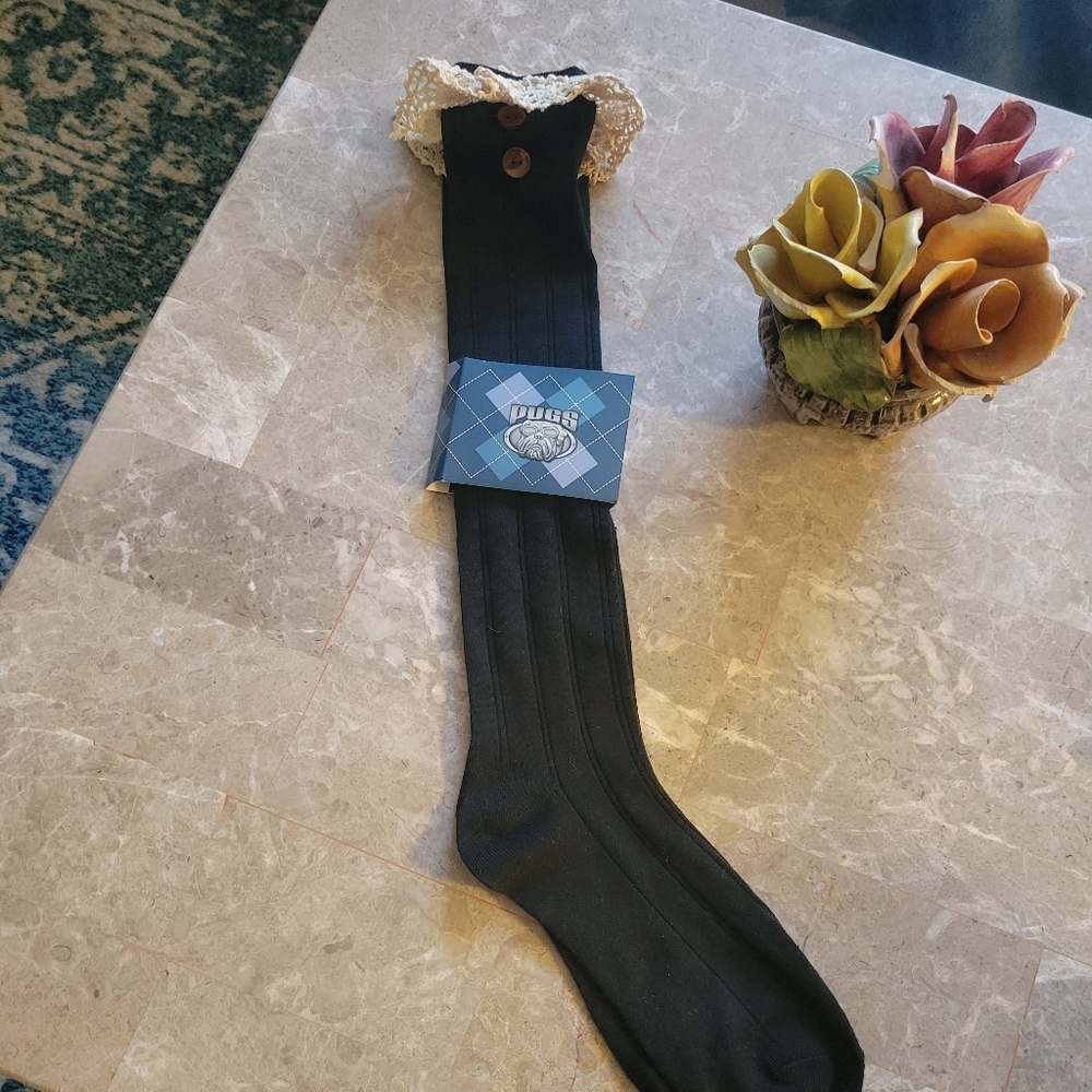 Pugs Gear Boot Socks with lace and button details